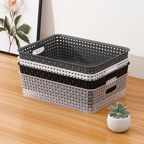 Plastförvaringsbackar/Organiseringskorgar, 34259.2cm, Set om 6 (Vit, Svart, Grå) Vit