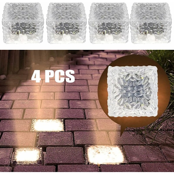 Piece Lampe 4 LED Varmt Hvit Solcelle Utendørs Lys, Sensor Lys Solcelle Stilys Steinlys for Utendørs Dam Jord Sti Hage Patio