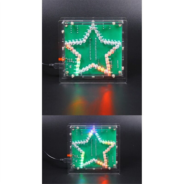 DIY Elektronisk Sæt Lodning Suite LED Marquee Lys PCB Board Kit Blinkende Farverig Femtakket Stjerne, Uden Skal
