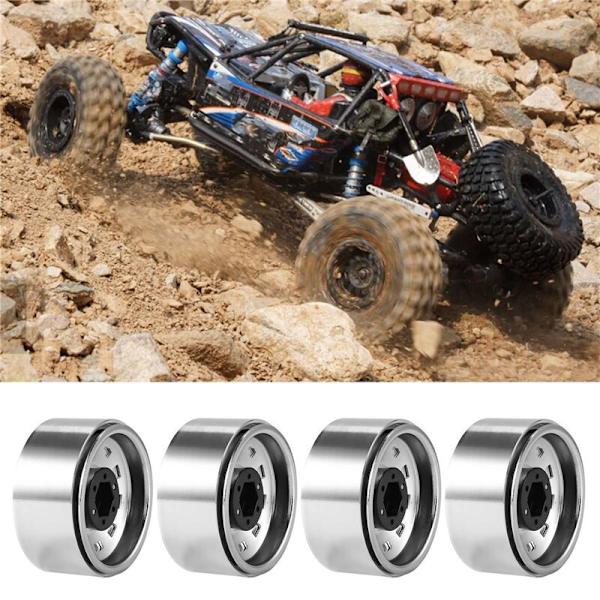 4 st 1,9 tum metallfälg med pärllås för 1/10 RC Crawler bil silver