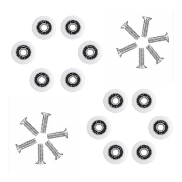 Udskiftningsruller til brusedør, sæt af 1 med skruer, 23 mm diameter, stjerneformet.