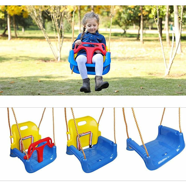 Gunga för bebisar, 3 i 1 barns gunga, babysvängsäte med ryggstöd och säkerhetsbälte, 6 månader till 6 år, gungset inomhus utomhus gunga (