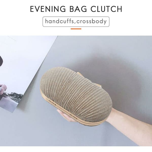 Clutches Kvinnor Blanka Bröllop Brud Handväskor Metallic Båge（champagne）