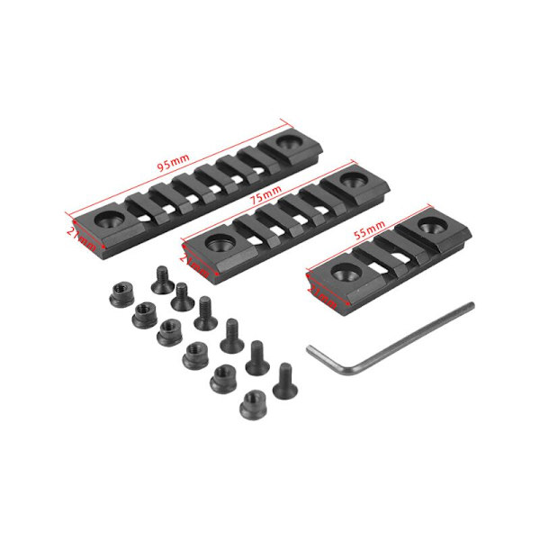 Taktisk til bærbar Keymod skinnesystem Airsoft skinne aluminium 3stk 3/5/7 slots skinnebase kikkertmontering Picatinny skinne
