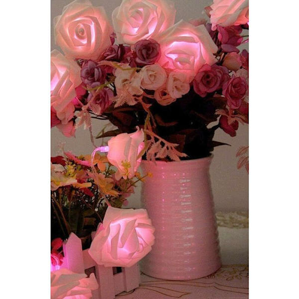 Luminous Rose 3m 20 LED Batteridriven Blomsterljusdekoration Romantisk Atmosfär för Inomhus Hemträdgård Sovrum Bröllop Fest Alla hjärtans dag