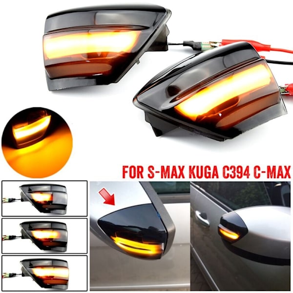 LED dynamisk blinklys sidespeil sekvensiell indikator passer til 2007-2014 C-Max 2011-2019