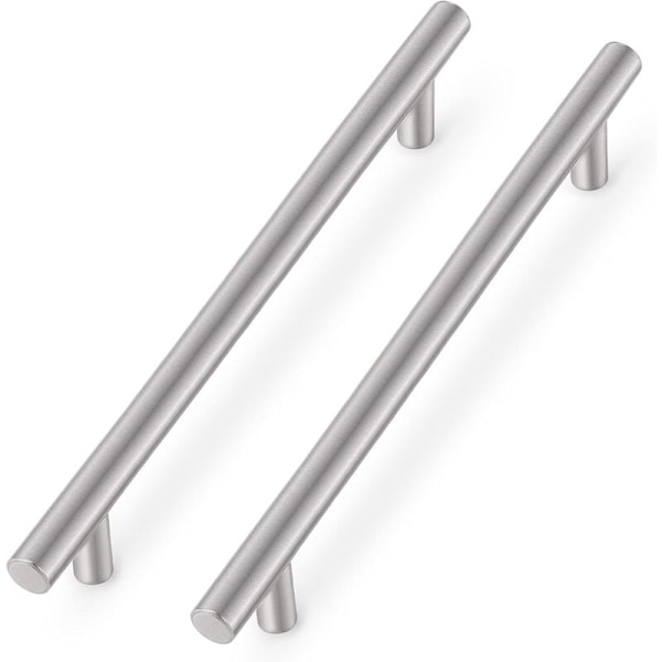 10 stk. Børstet Nikkel Rustfrit Stål Køkken Skab T-Håndtag Møbel Skuffegreb Skabsknapper (256mm Hulcenter / 320mm Længde)