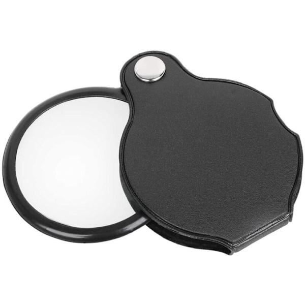 2X Foldbar Lommeforstørrelsesglas 3X Forstørrelseslinse Foldbar Læderetui