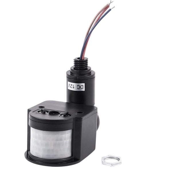 12V DC ulkoinen PIR automaattinen infrapunaliikeanturikytkin LED-lampulle, musta