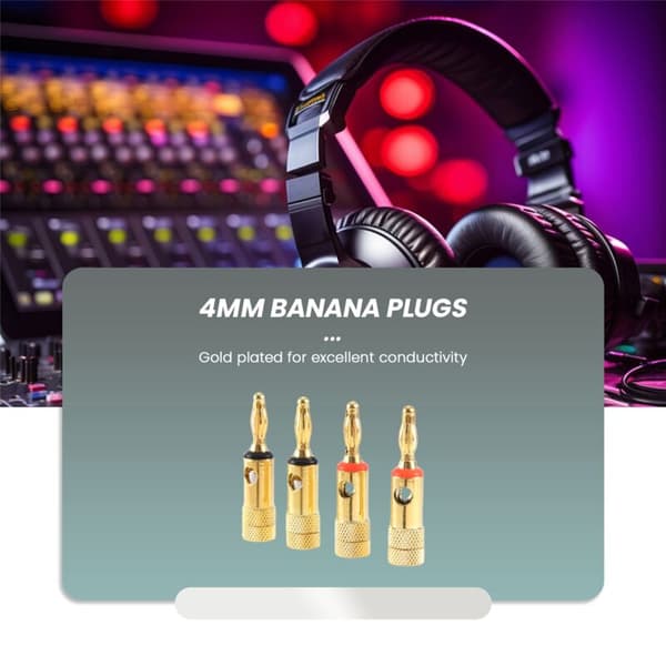 Bananplugger Gullbelagt 2 Røde 2 Sorte 4 Mm 4 Stk LL68-4BP1