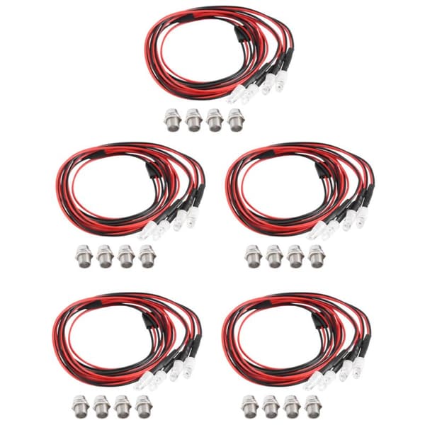 5 stk. 4LED 5mm forlygter RC tilbehør LED-lys til 1/10 driftmodelbil, blå og grøn
