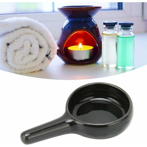 Keramisk Lysestake, Liten Keramisk Skjeformet Tealight Lys Hjemmedekorasjon for Røkelsebrenner (Svart)