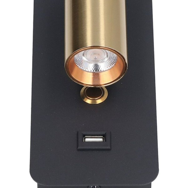 LED Vægskinne Minimalistisk Nøgleafbryder USB Opladning Sort Guld Neutral Belysning Vægskænke til Sengen 85 til 265V