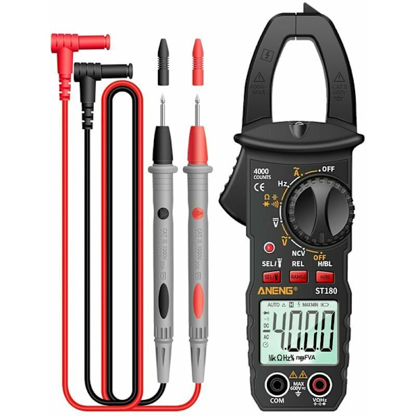 ST180 Digital Klemme Multimeter 4000 Tællinger - AC DC Spænding, Strøm, Modstand, NCV Tester
