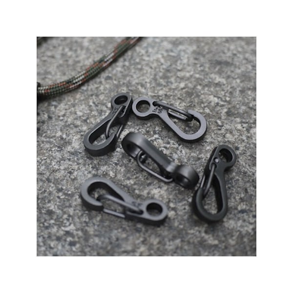 10 st/förpackning Mini SF Fjäder Ryggsäckslås Klättring Karabiner EDC Nyckelring Camping Flask Krokar Paracord Överlevnadsutrustning - Svart