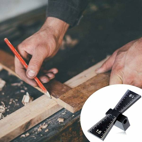 Holkkiviivain alumiinikokoasteikolla, käsin leikatut liitokset ja holkkiohjaimet Koko 1: 5 ja 1: 8 puuntyöstöön
