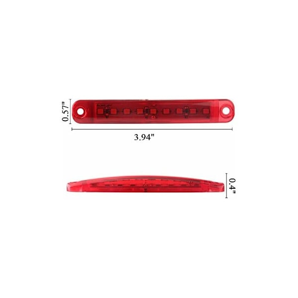 10 stk Røde Sidelys, 12-24V 3.9'' 9LED Side LED Markering Lys Lastebil Tilhenger Lorry Baklys Foran og Bak Markering Advarsel Sidelys - Vanntett