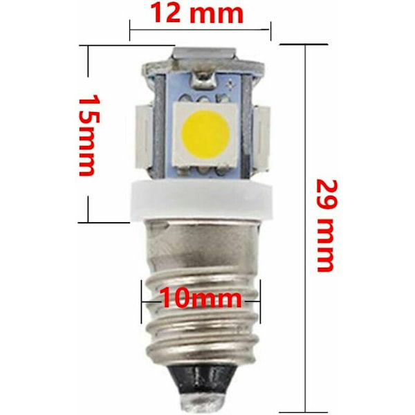 LED-lampor E10 9 V kallvit 5SMD 0,5 W - 10-pack