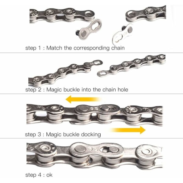 Antikædesikring 10 rum, 5 par antikædesikring cykelkæde cykelkædelink cykelkædelink til 6, 7, 8, 10 hastighedskæde (10 hastighed) -
