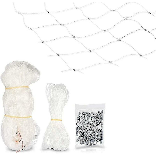 Säkerhetsnät för katt - Transparent skyddsnät för balkong - Anti-flyktspärr för fönster och terrass - Ingen borrning (1 st, vit)