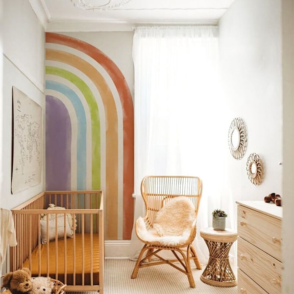 Nordisk modern självhäftande tapet för barnrum minimalistisk regnbåge barnrum bakgrund tapet