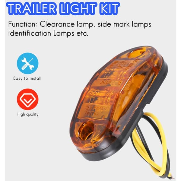 10X Gule Led 2,5 Tommer 2 Dioder Oval Lys Afstand Trailer Lastbil Side Markør Lys