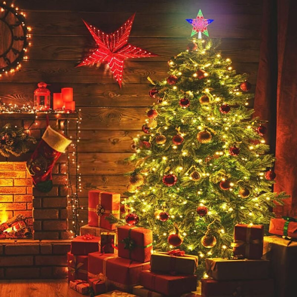 Julgransstjärna, LED Julgransstjärna, Julgransstjärna, Flerfärgad Julgransstjärna för Julgransdekoration, Jul, Halloween