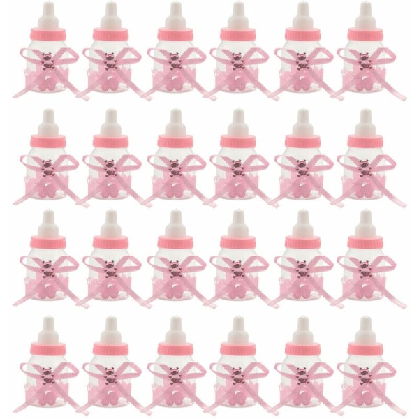 24x dragees mini babyflaska 4x9cm strass björn gynna godisbox flicka dop