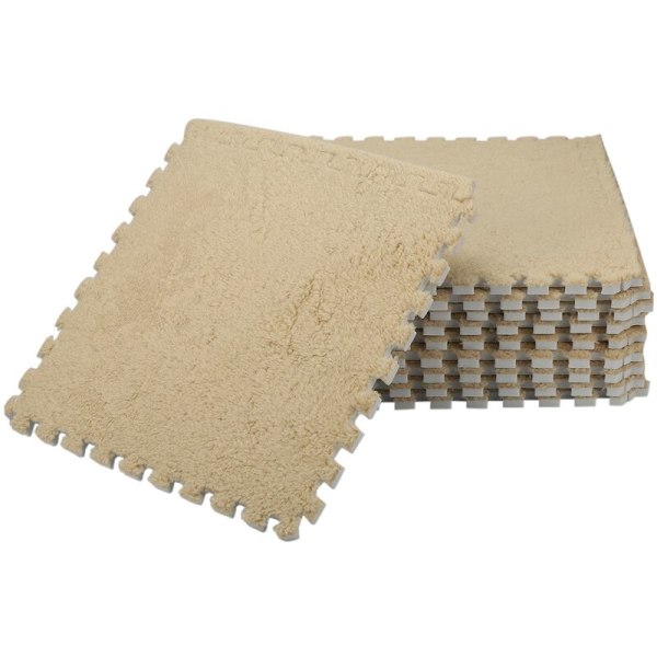 10 stk Interlocking skummatte gulvteppe Fluffy teppefliser for barn - for barnerom, barnehage, lekerom