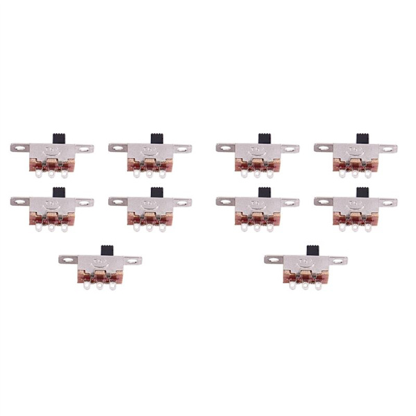 10 stycken x På/Av 2-läges SPDT 1P2T Panel Mini Skjutreglagebrytare Lödplintar SS12F15G3