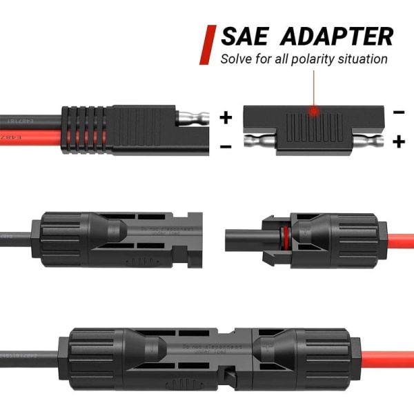 MC4 till SAE-adapter för solpanel till 10 AWG SAE-adapter - 50 cm Rv solpanel batteriladdningskit