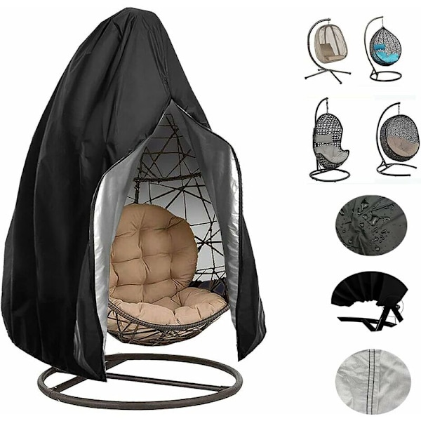 Puutarhakalusteet Patio Riippuva Muna Tuoli Peite Ulkona Rattan Wicker Swing Tuoli Vedenpitävä Pölytiivis Puutarhakalusteiden Peite Vetoketjulla, 231x200cm,