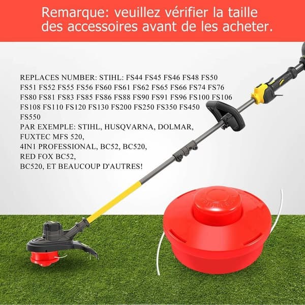 3X Universal nylon wire brush cutter head (3X Red)