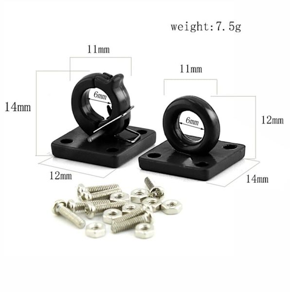 1/10 skala RC bilmodell metall räddningsbälte tillbehör DIY reservdelar, svart, 2 st