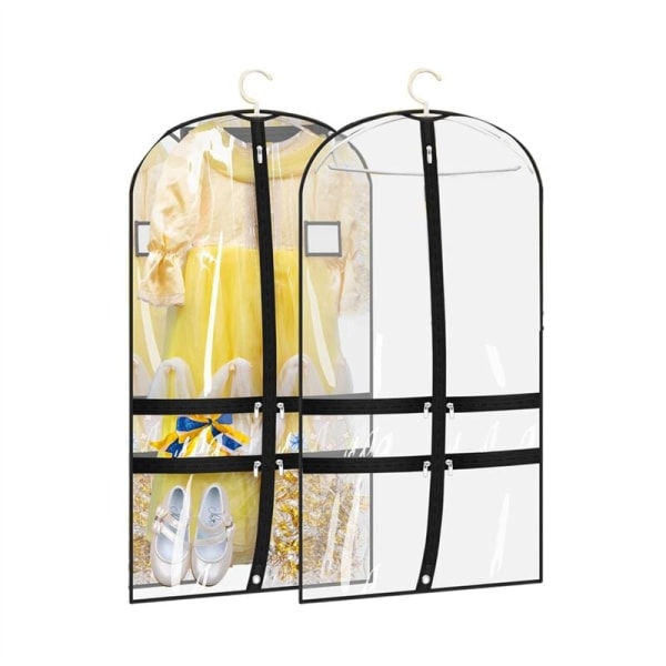 2 Packs Transparent Dance Clothes Bags for Dancers with 4 Pockets, 40 Inch Kids Dance Costume Clothes Bag for Travel and Dancing