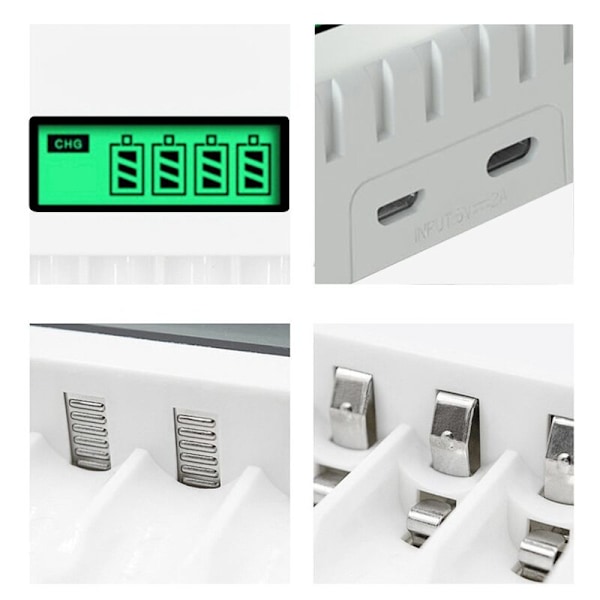 Intelligent LCD-skærm batterioplader Smart med 4 slots til AA/AAA NiCd NiMh genopladelige batterier AA Nimh-oplader