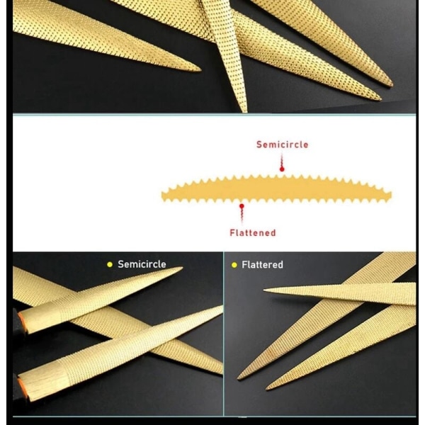 1 stk treskjæreserie gyllen treskjæring konisk bastardrasp for tre lær plast håndverktøy med gummihåndtak 10 tommer