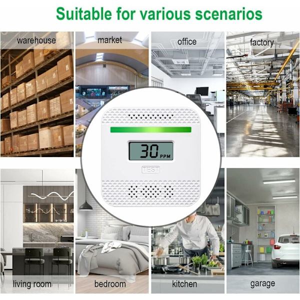 Koldioxiddetektor, Bärbar Koldioxiddetektor med LCD-Digitaldisplay för Hemresor, UL-Certifierad Koldioxidlarm med Elektrokemisk