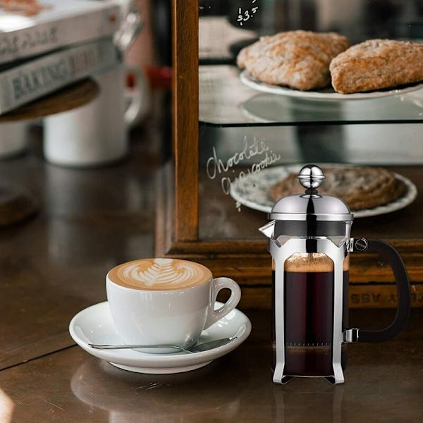 Fransk press kaffebryggare (12 oz), presssystem, värmebeständigt tjockt borosilikatglas, hållbar och lätt att rengöra