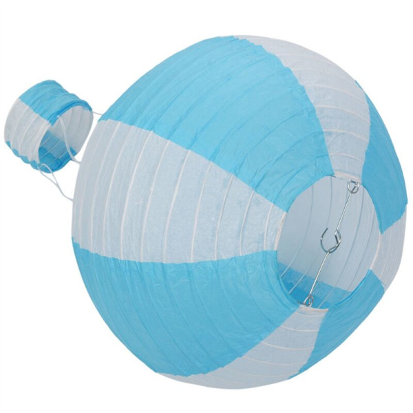 6 stk. 12 tommer Papir Varmtluftballon Lanterne Lampskærm Loftlampe Bryllupsdekoration, Blå Striber