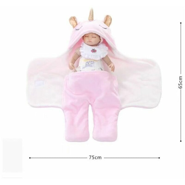 Baby Unicorn Filt Baby Sovsäck Swaddling Födelse Flicka Pojke Tjock Wrap Filt med Huva Varm Korall Sammet Baby Nest Nyfödd Sovsäck Separa