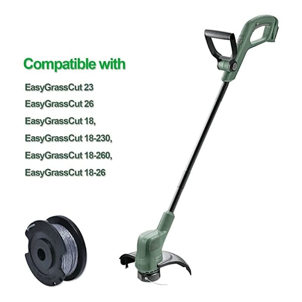 Ersättningsspole för gräsklippare F016800569 för Bosch EasyGrassCut 23/26/18/18-230/18-260/18-26 sladdlös buskröjare, - Ø 1,6 mm 6,1 m, Tillbehör för