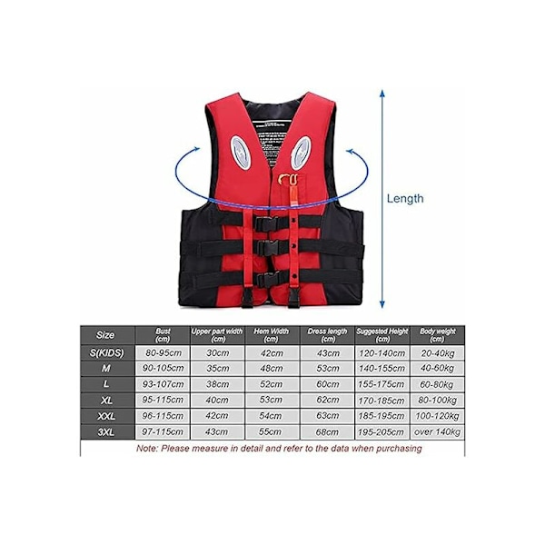Väst för Vuxen och Barn, 25-110 kg, Väst för Vattensport, Kajakpaddling, L-DENUOTOP