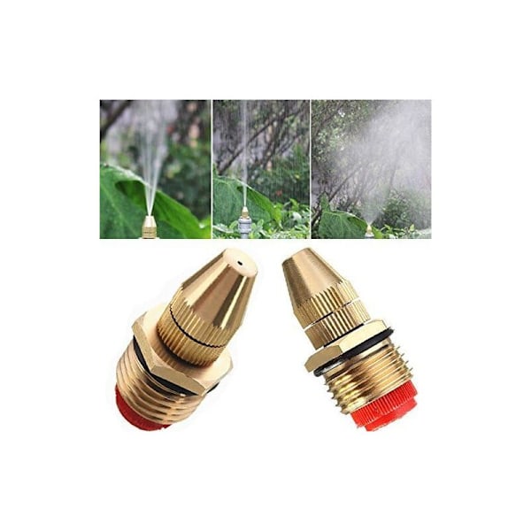 2 stk 1/2\" (DN15) Messing Dusjmunnstykke, Justerbar Sprinkler Sprinklere Hage Slange Tilkobling Vannkontakt for Hagebruk og Jordbruk