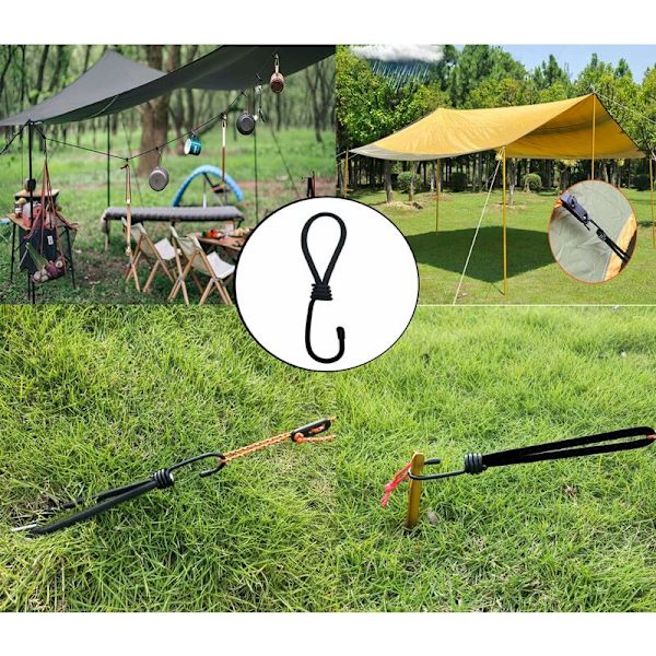30 st elastiska spännare med krokar, 16 cm elastiska bungee-snören, elastiskt bungee-snöre för att fästa presenning, camping, tält, paviljong