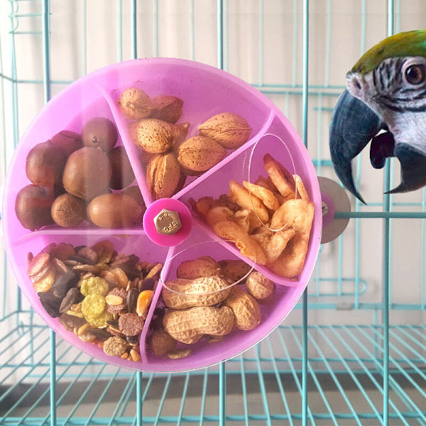 Papegoja Foder Karusell Fågel Leksak Pussel Hjul Tårta Forager Uppdelad i Liten Husdjur Snack Box