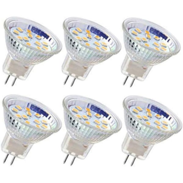 6-pack MR11 LED-lampor GU4 Spotlight-lampor 3W 18LED Halogenlampor 20W Icke-dimmbar Ekvivalent 12V AC/DC LED-lampor för Hem Landskapsspårljus (C