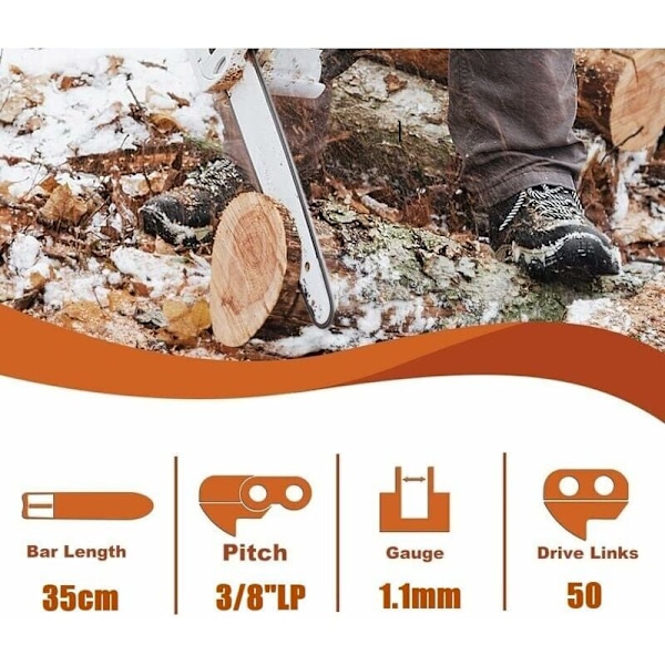 Pakke med 3 kædesavskæder med lav tilbageslag 3/8LP 50 led 1,1 mm 35 cm Kompatibel med Stihl 009-023 MS170-210,