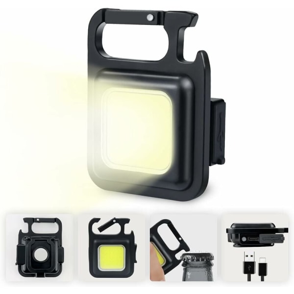 Mini LED-arbetslampa, uppladdningsbar, ultraljusstark ficklampa, 800 lumen, magnetisk, bärbar, liten nyckelringsficklampa, vattentät för camping, reparation, nödsituationer