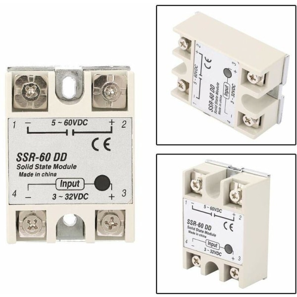 SSR-60DD Solid State Relé 60A Maskinkontroll DC-DC 3-32VDC til 5-110VDC Solid State Reléer